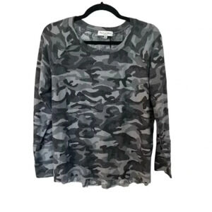 Michael Stars Women's Madison Brushed Camo Notch Neck Hi-Low Knit Top Size S NWT